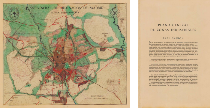 The Industrial Zones Development Plan was included in the 1946 General Development Plan for Madrid, also known as the Bidagor Plan. Villaverde was planned as a southern industrial zone with good rail and road connections.