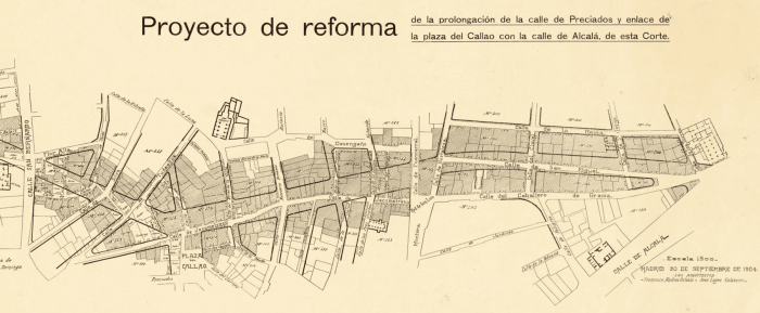 Gran Vía master plan, Francisco Andrés Octavio and José López Sallaberry, 1904.