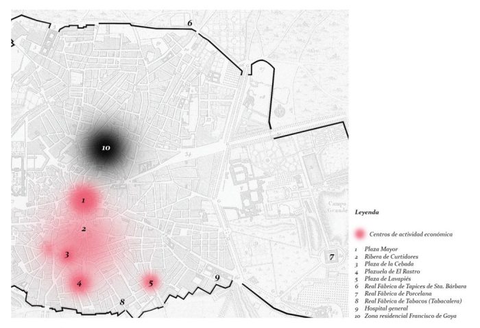 Economic activity centers in the capital, prepared by the author.