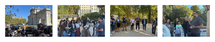 Matrix of photographs from the guided interpretive visit made during the last day of the seminar to the Paisaje de la Luz Cultural Landscape, in Madrid.